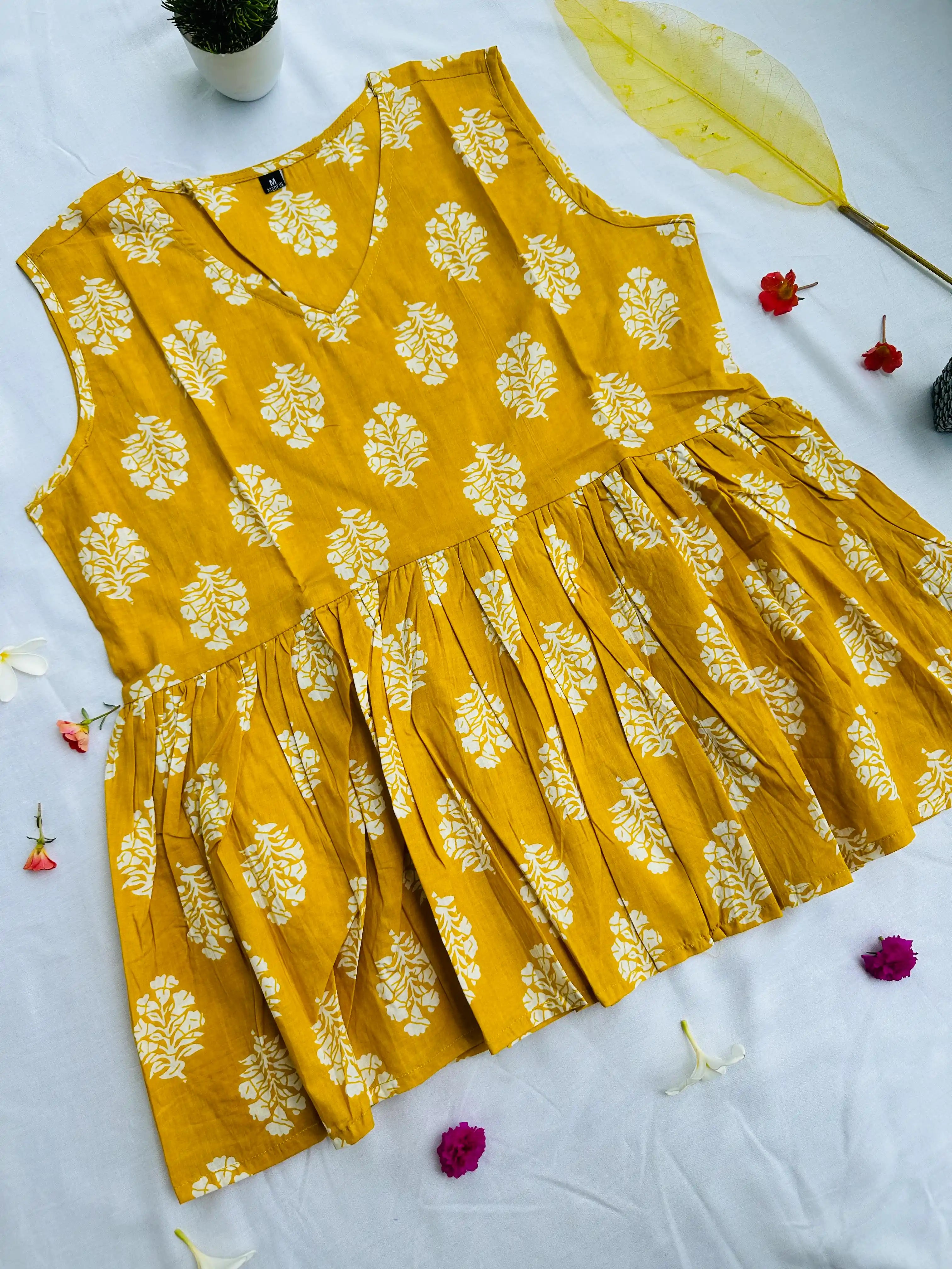 Classic Sunny Mustard Short Peplum Kurti : Effortless Chic