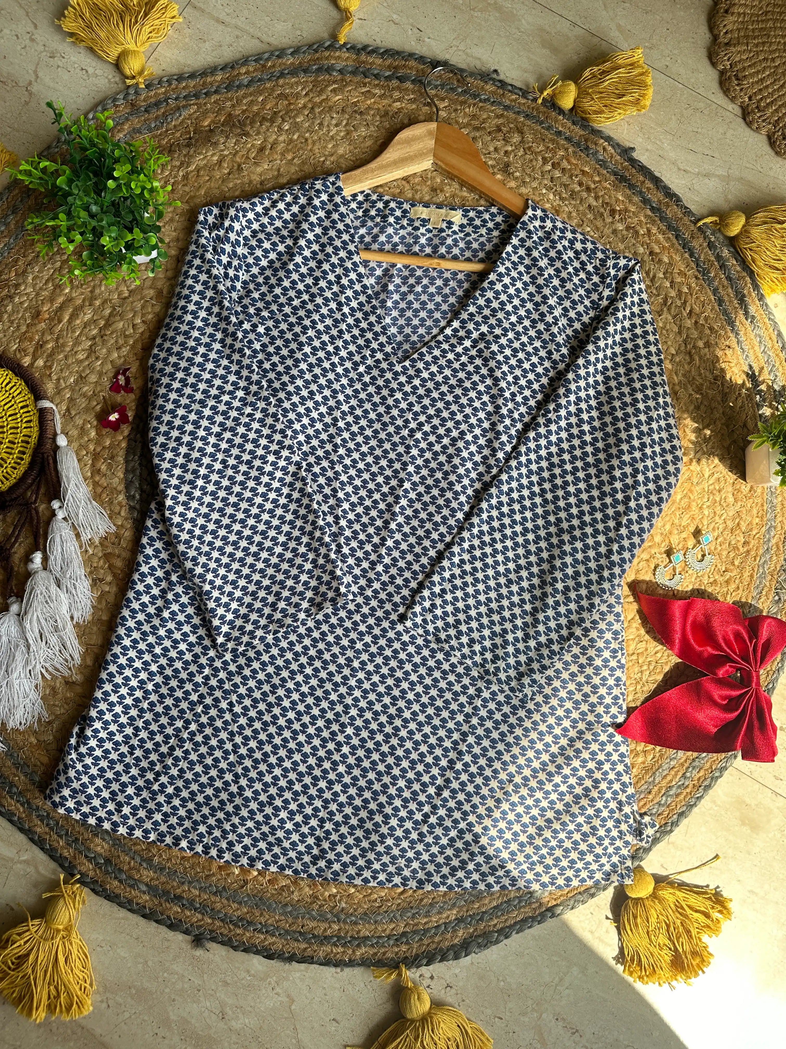 Blue Print Cotton Tunic: Effortless Elegance for Every Occasion