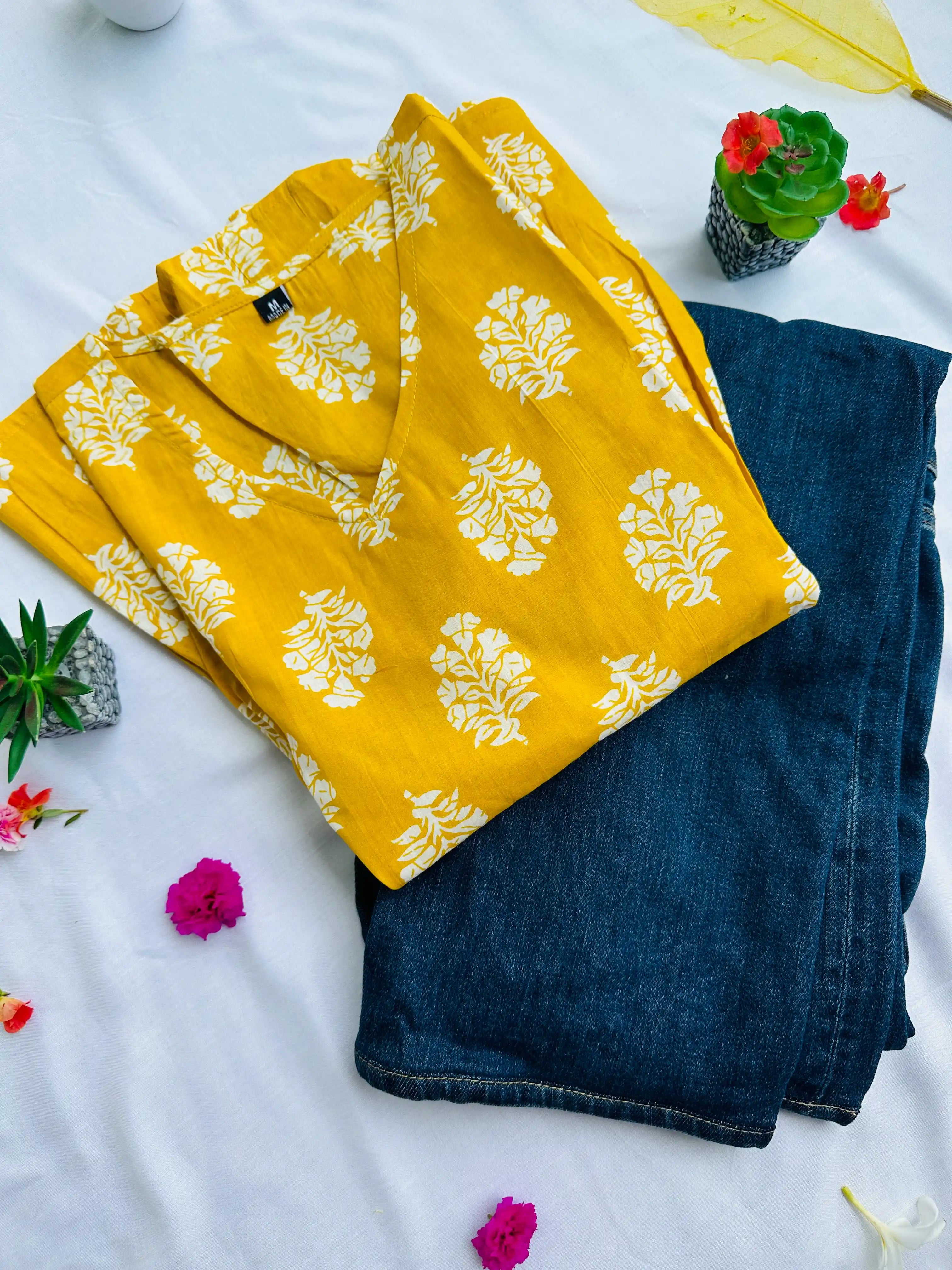 Classic Sunny Mustard Short Peplum Kurti : Effortless Chic