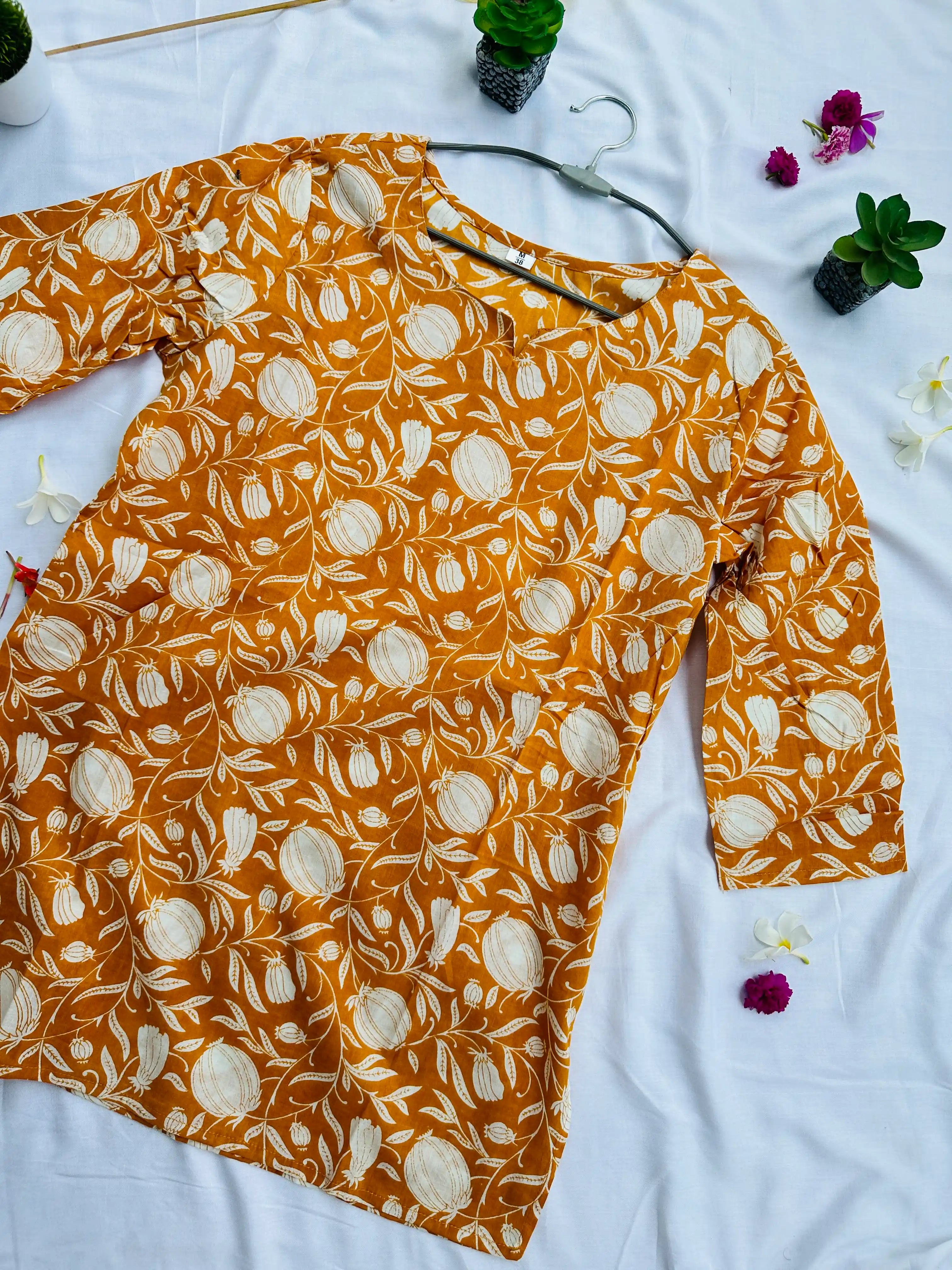 Golden Aura : Premium Cotton Printed Kurti