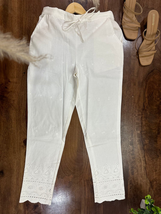 Classic White Full Chicken Cotton Pant