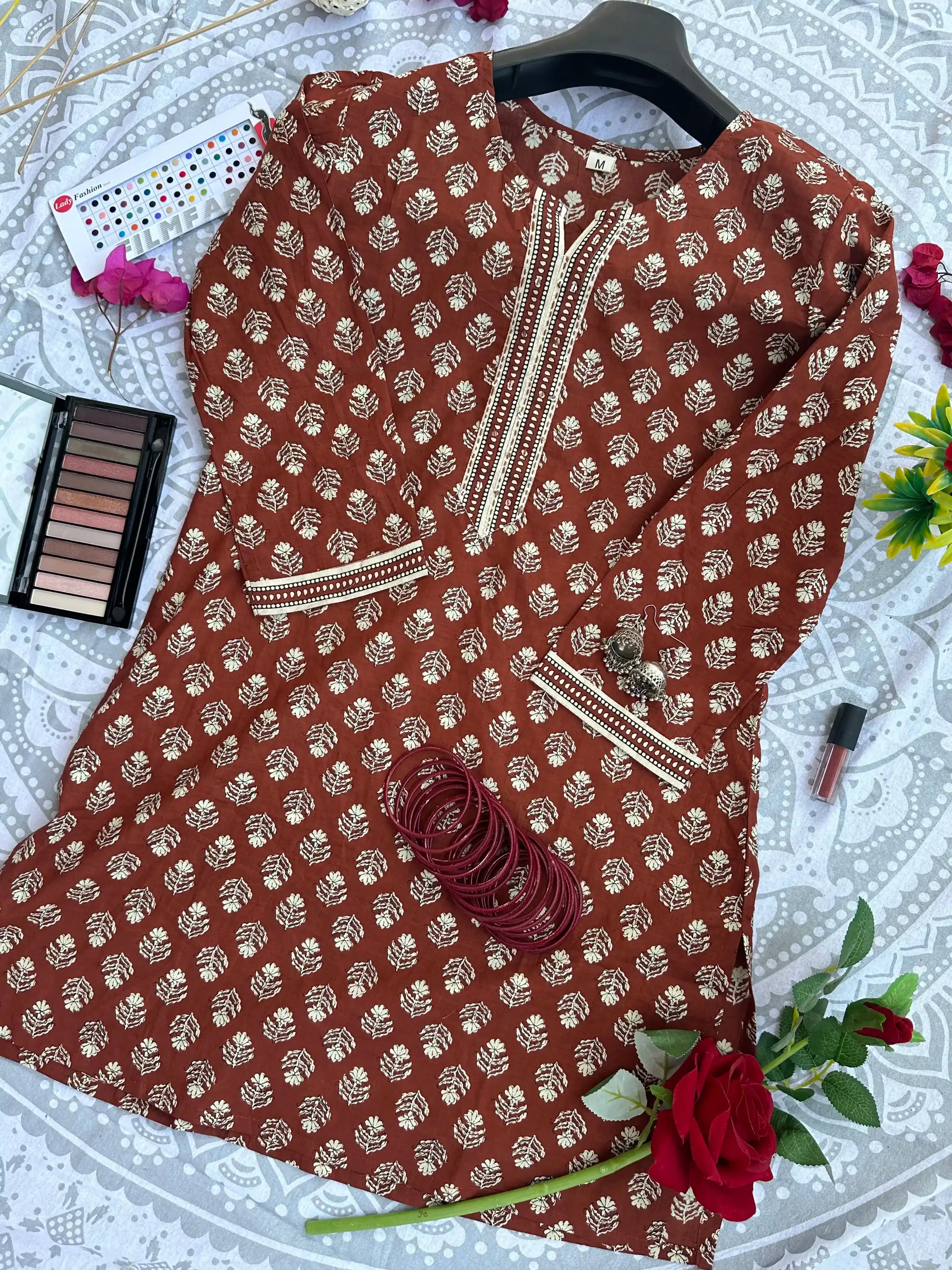 Mehroon Marvel: Short Cotton Kurti for Casual Chic