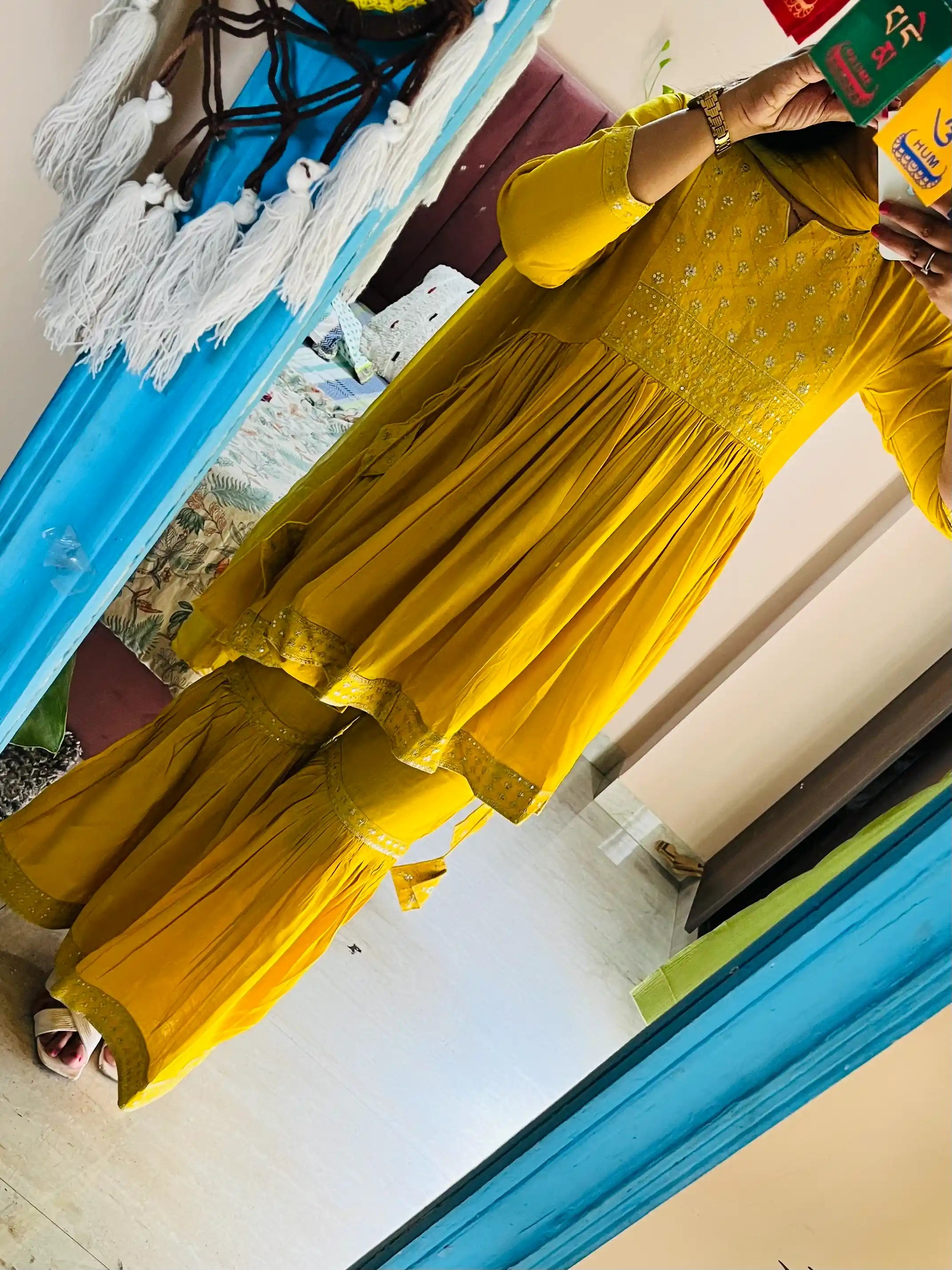 Elegant Yellow Sharara Suit Set with Chiffon Dupatta🫰🏻